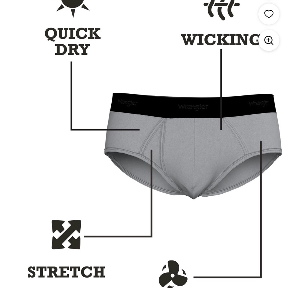NWT Wrangler Workwear Men's Carpenter Cooling Briefs 3-Pack Nylon Stretch - Picture 7 of 8